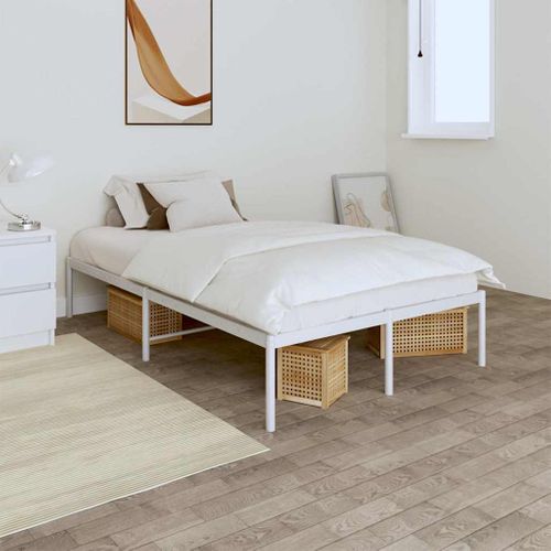 Cadre De Lit Métal Sans Matelas Blanc 120x200 Cm