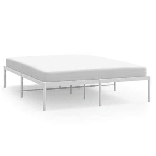 Cadre De Lit Métal Sans Matelas Blanc 150x200 Cm