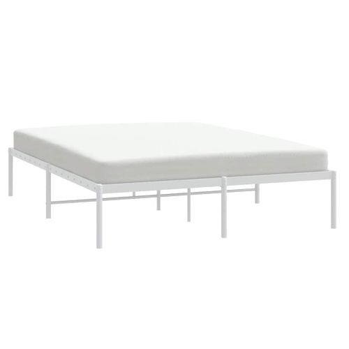 Cadre De Lit Métal Sans Matelas Blanc 150x200 Cm