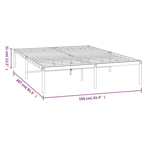 Cadre De Lit Métal Sans Matelas Blanc 150x200 Cm
