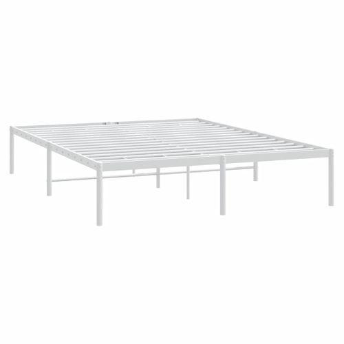 Cadre De Lit Métal Sans Matelas Blanc 160x200 Cm