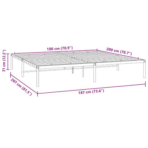 Cadre De Lit Métal Sans Matelas Blanc 180x200 Cm
