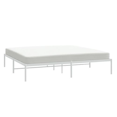Cadre De Lit Métal Sans Matelas Blanc 193x203 Cm