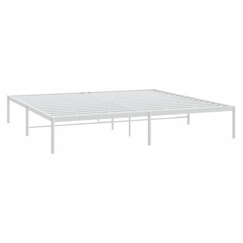 Cadre De Lit Métal Sans Matelas Blanc 193x203 Cm