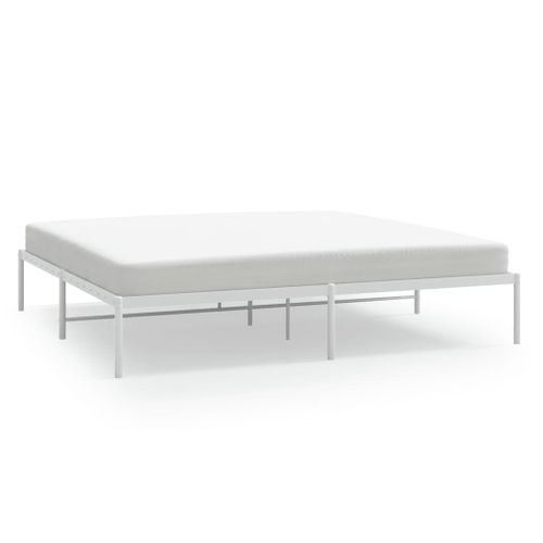 Cadre De Lit Métal Sans Matelas Blanc 193x203 Cm