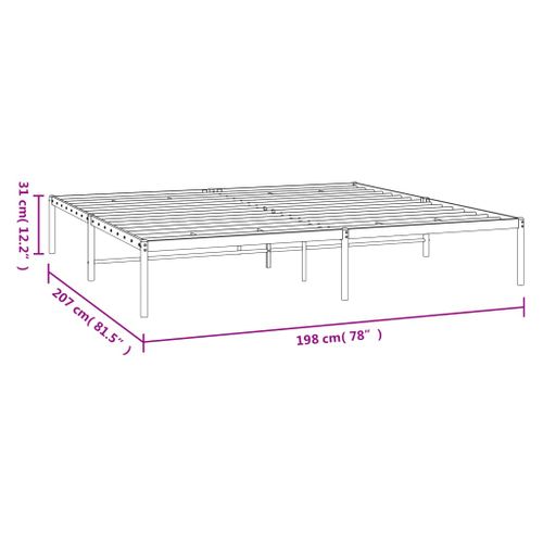 Cadre De Lit Métal Sans Matelas Blanc 193x203 Cm