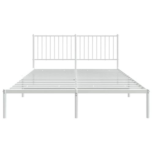 Cadre De Lit Métal Sans Matelas Et Tête De Lit Blanc 160x200 Cm