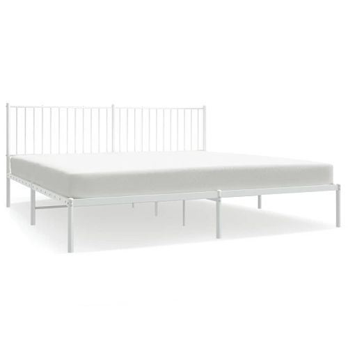 Cadre De Lit Métal Sans Matelas Et Tête De Lit Blanc 193x203 Cm