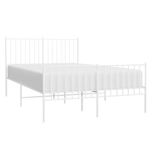 Cadre De Lit Métal Sans Matelas Et Pied De Lit Blanc 120x190 Cm