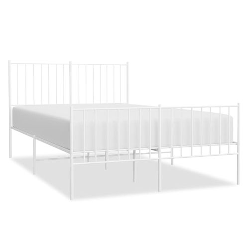 Cadre De Lit Métal Sans Matelas Et Pied De Lit Blanc 120x190 Cm