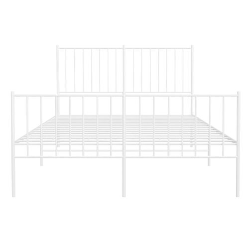 Cadre De Lit Métal Sans Matelas Et Pied De Lit Blanc 120x190 Cm