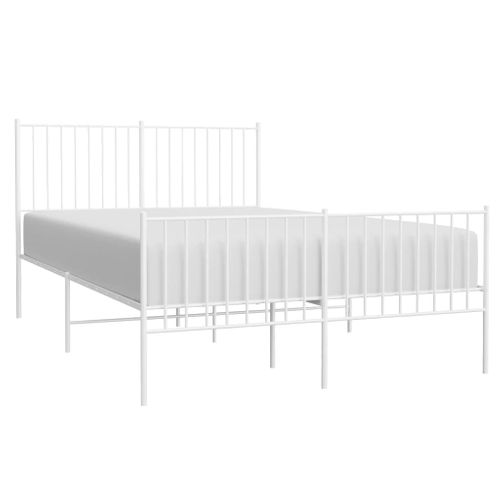 Cadre De Lit Métal Sans Matelas Et Pied De Lit Blanc 140x190 Cm