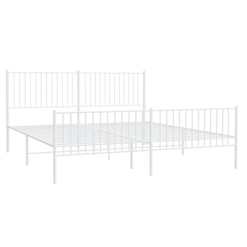 Cadre De Lit Métal Sans Matelas Et Pied De Lit Blanc 200x200 Cm
