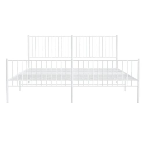 Cadre De Lit Métal Sans Matelas Et Pied De Lit Blanc 200x200 Cm