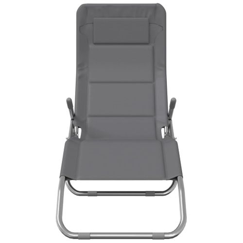 Chaises Longues Pliables 2 PCs Gris Textilène Et Acier