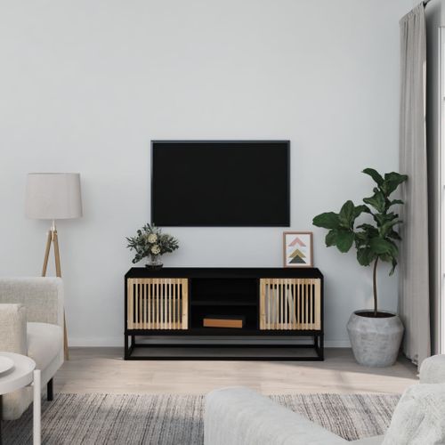 Meuble TV Noir 105x30x45 Cm Bois Contreplaqué Et Fer