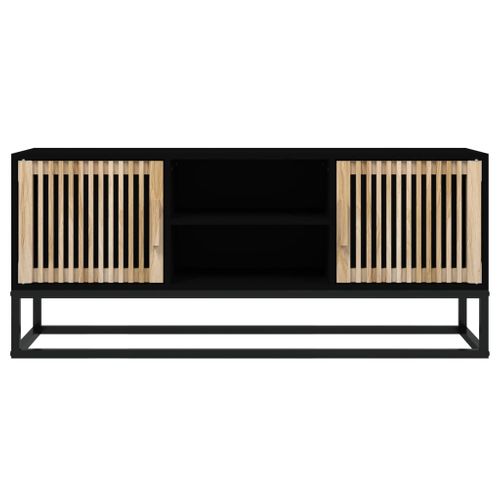 Meuble TV Noir 105x30x45 Cm Bois Contreplaqué Et Fer