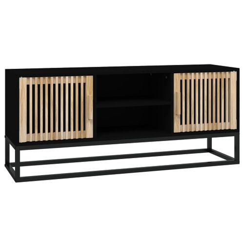 Meuble TV Noir 105x30x45 Cm Bois Contreplaqué Et Fer