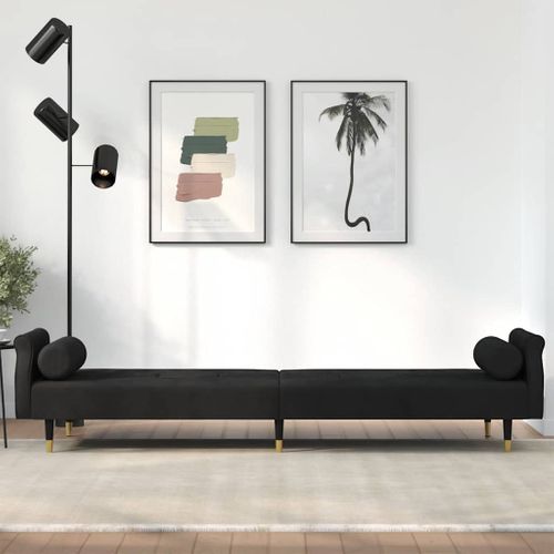 Canapé-lit Avec Coussins Noir Velours