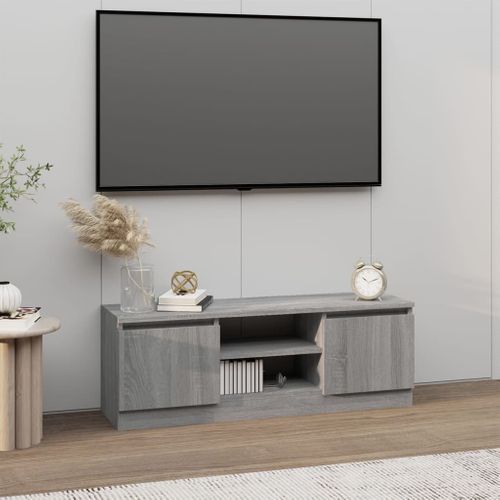 Meuble TV Avec Porte Sonoma Gris 102x30x36 Cm