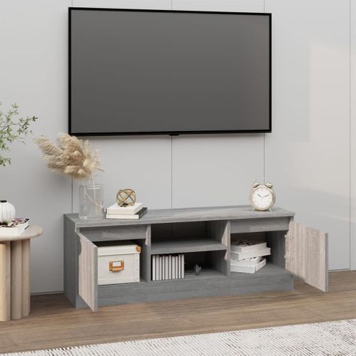 Meuble TV Avec Porte Sonoma Gris 102x30x36 Cm