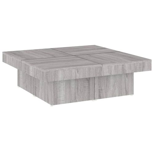 Table Basse Sonoma Gris 90x90x28 Cm Bois Contreplaqué