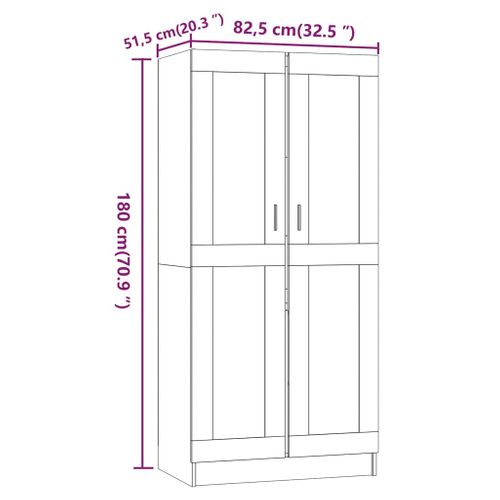Armoire Sonoma Gris 82,5x51,5x180 Cm Bois Contreplaqué