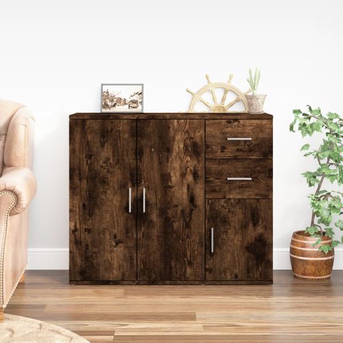 Buffet Chêne Fumé 91x29,5x75 Cm Bois Contreplaqué