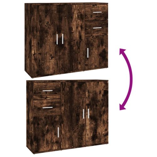 Buffet Chêne Fumé 91x29,5x75 Cm Bois Contreplaqué