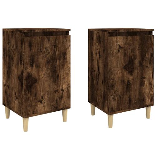 Tables De Chevet 2 Pièces Chêne Fumé 40x35x70 Cm Bois Contreplaqué