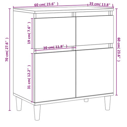 Buffet Chêne Sonoma 60x35x70 Cm Bois Contreplaqué
