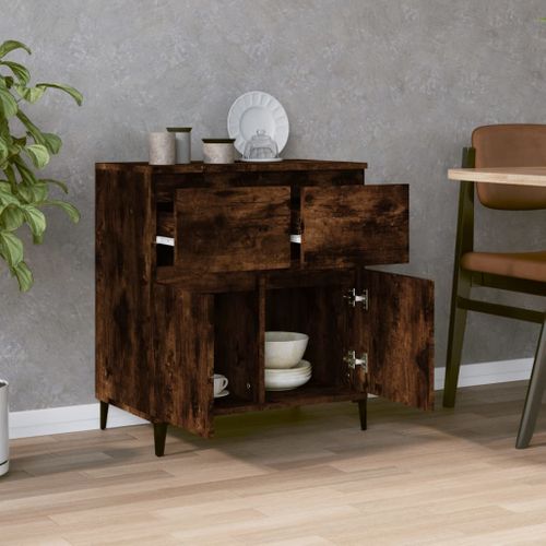 Buffet Chêne Fumé 60x35x70 Cm Bois Contreplaqué