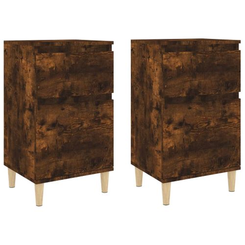 Tables De Chevet 2 Pièces Chêne Fumé 40x35x70 Cm