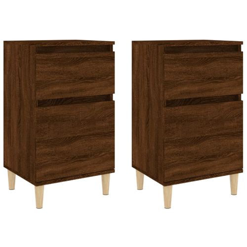 Tables De Chevet 2 Pièces Chêne Marron 40x35x70 Cm