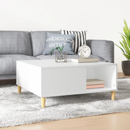 Table Basse Blanc 80x80x36,5 Cm Bois Contreplaqué