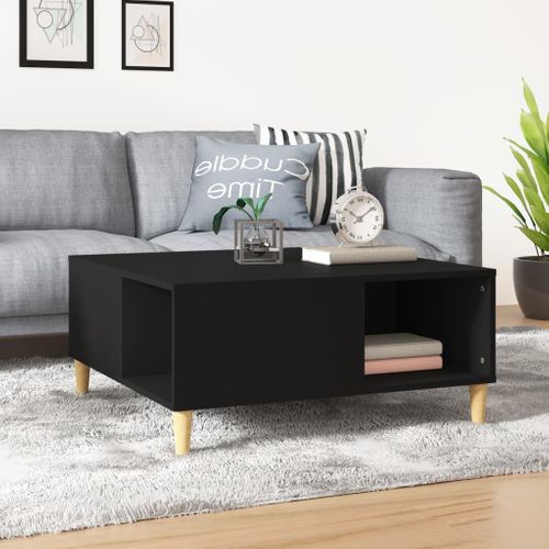 Table Basse Noir 80x80x36,5 Cm Bois Contreplaqué