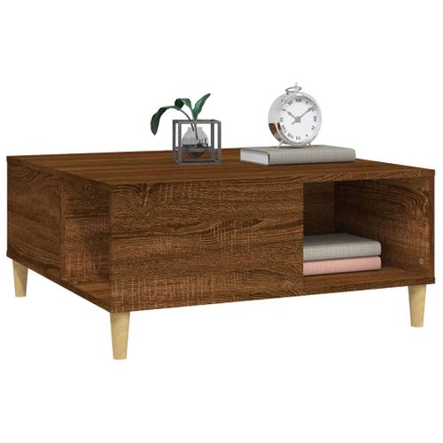 Table Basse Chêne Marron 80x80x36,5 Cm Bois Contreplaqué