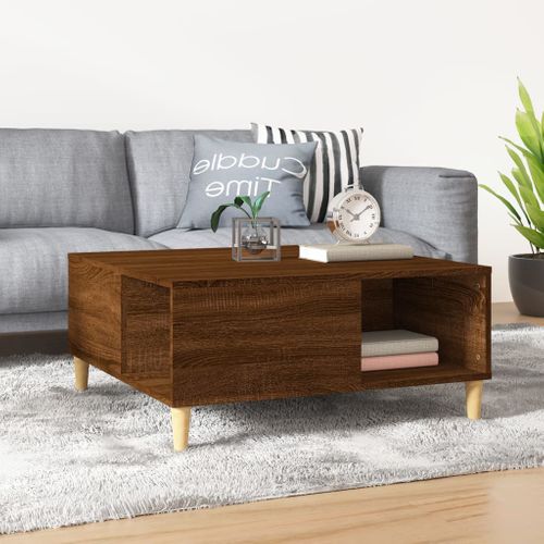 Table Basse Chêne Marron 80x80x36,5 Cm Bois Contreplaqué