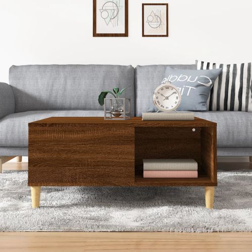 Table Basse Chêne Marron 80x80x36,5 Cm Bois Contreplaqué