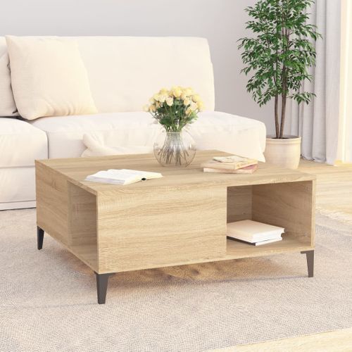 Table Basse Chêne Sonoma 80x80x36,5 Cm Bois Contreplaqué