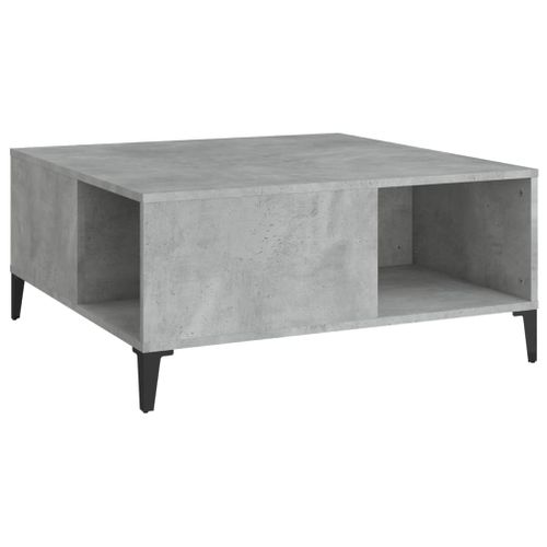Table Basse Gris Béton 80x80x36,5 Cm Bois Contreplaqué
