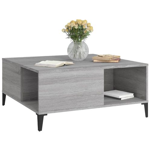 Table Basse Sonoma Gris 80x80x36,5 Cm Bois Contreplaqué