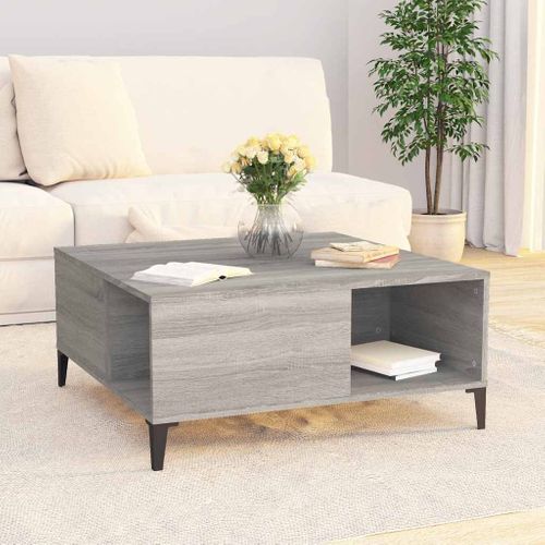 Table Basse Sonoma Gris 80x80x36,5 Cm Bois Contreplaqué