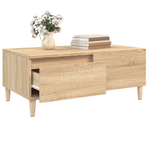 Table Basse Chêne Sonoma 90x50x36,5 Cm Bois Contreplaqué