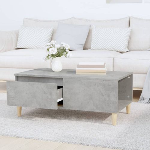 Table Basse Gris Béton 90x50x36,5 Cm Bois Contreplaqué