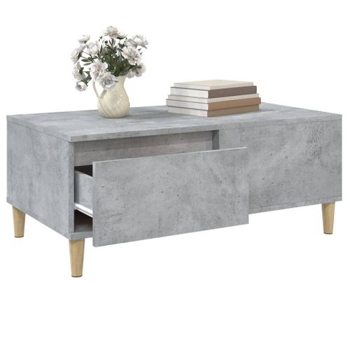 Table Basse Gris Béton 90x50x36,5 Cm Bois Contreplaqué