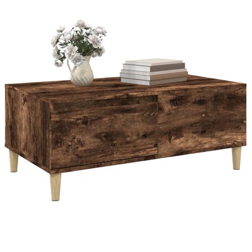 Table Basse Chêne Fumé 90x50x36,5 Cm Bois Contreplaqué