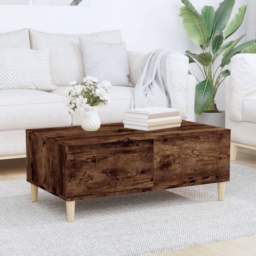 Table Basse Chêne Fumé 90x50x36,5 Cm Bois Contreplaqué