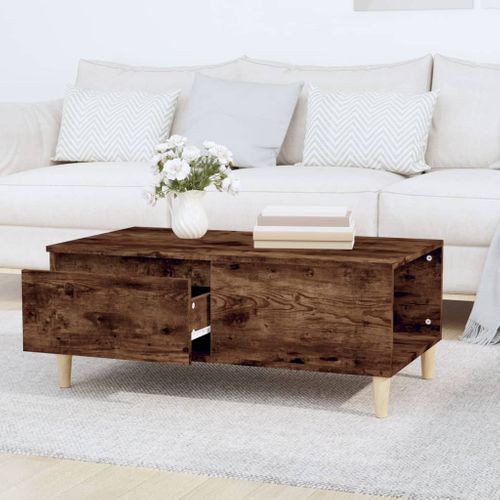 Table Basse Chêne Fumé 90x50x36,5 Cm Bois Contreplaqué