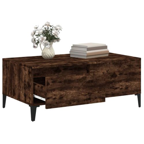 Table Basse Chêne Fumé 90x50x36,5 Cm Bois Contreplaqué